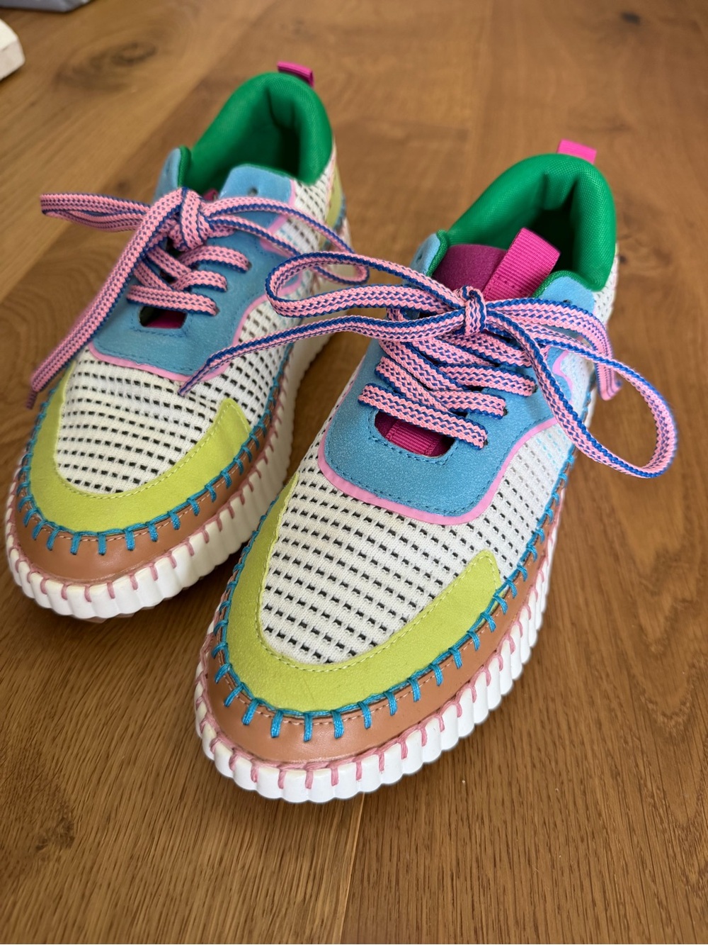 Multicolor Women’s Casual Sneakers - Pink, Green & Blue